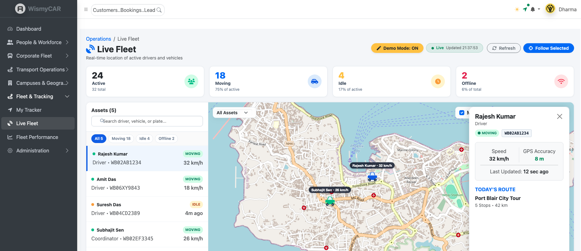 Jaabo Fleet Live Tracking Map