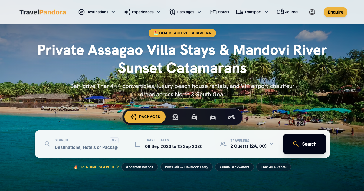 TravelPandora Website Preview